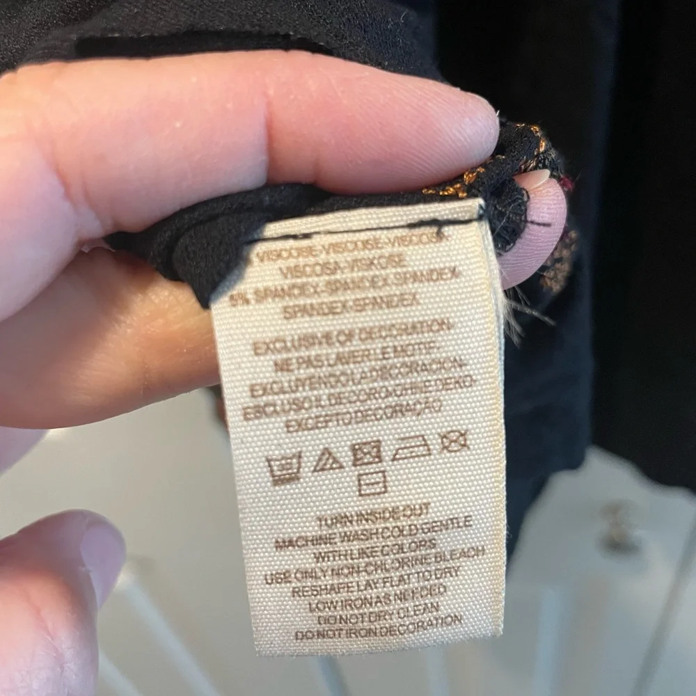 Free People Black and Gold Embroidered Tank Top - Picture 6 of 6